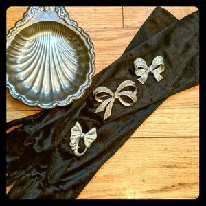 Set of 3 Silver Toned Bow Brooches